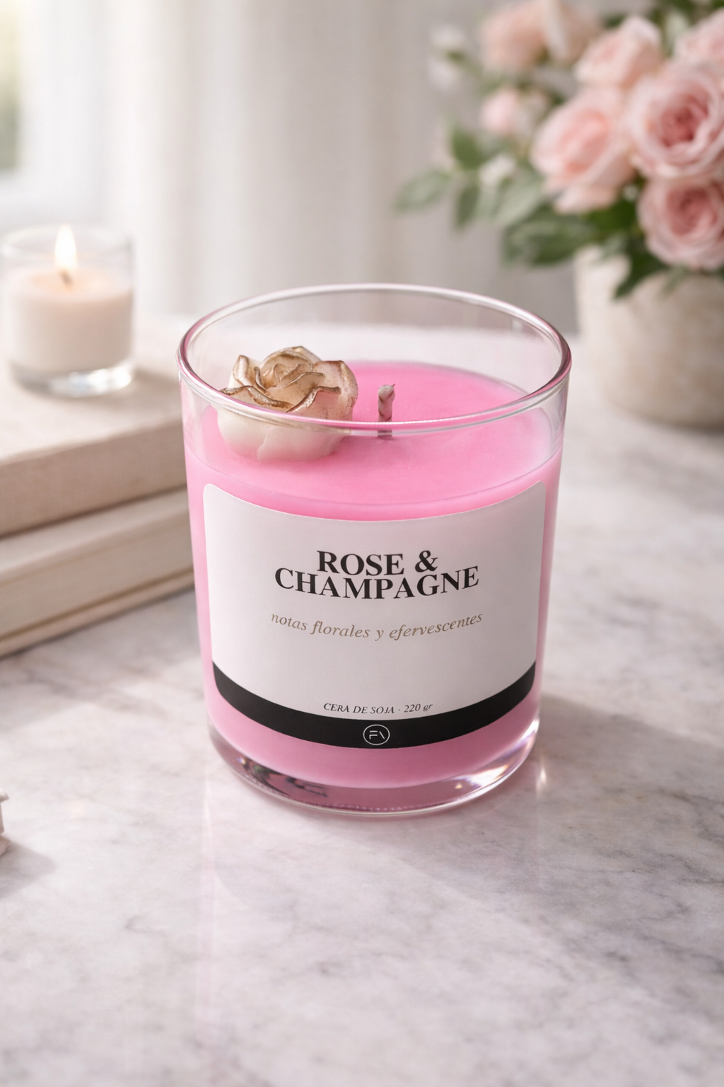 Vela aromática Rosa y Champán