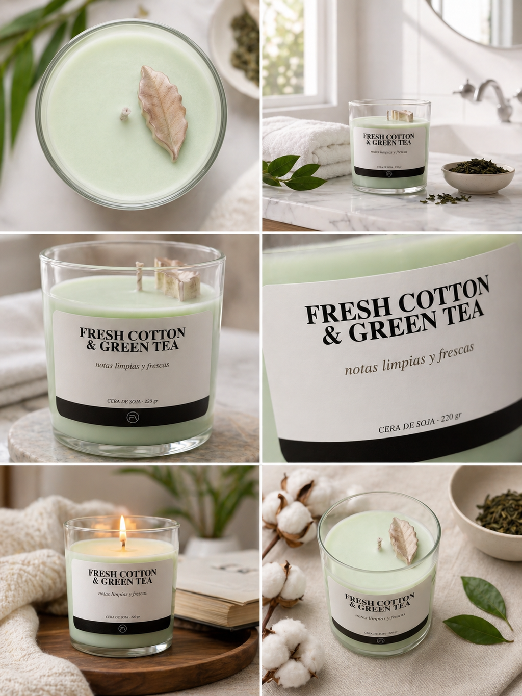 Vela aromática Algodón Fresco y Té Verde