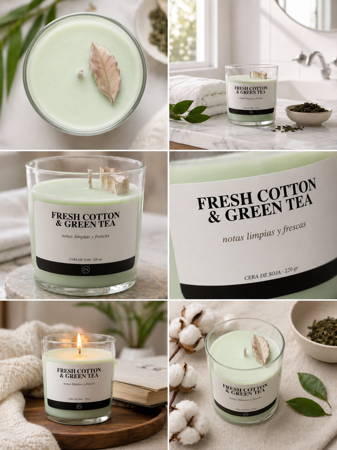 Vela aromática Algodón Fresco y Té Verde
