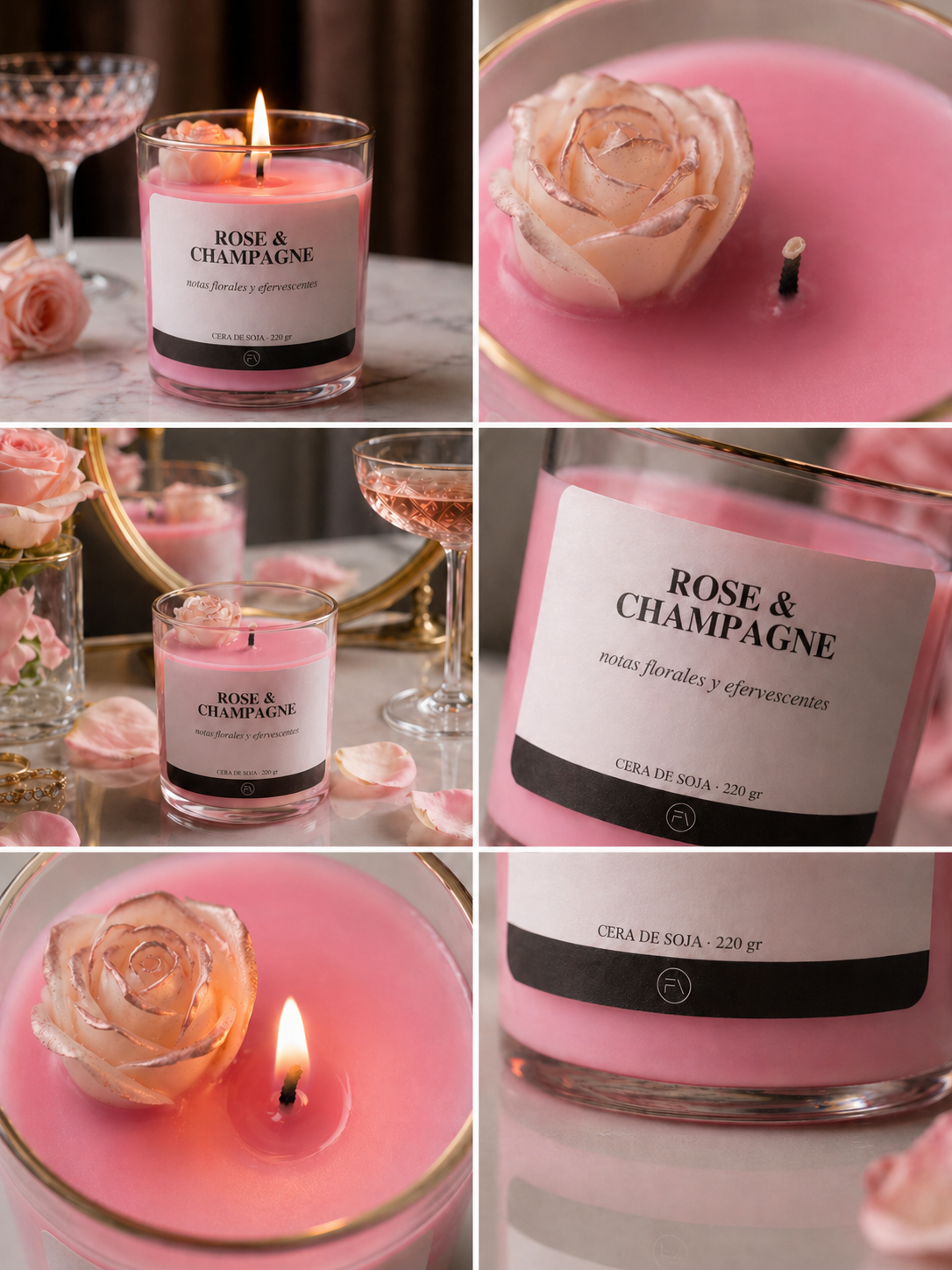 Vela aromática Rosa y Champán