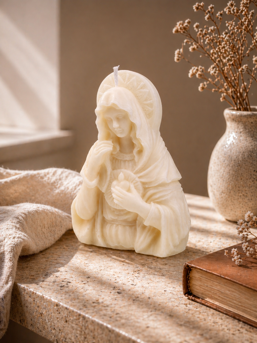 Vela Virgen Sagrado Corazón de María | Vela artística de soja