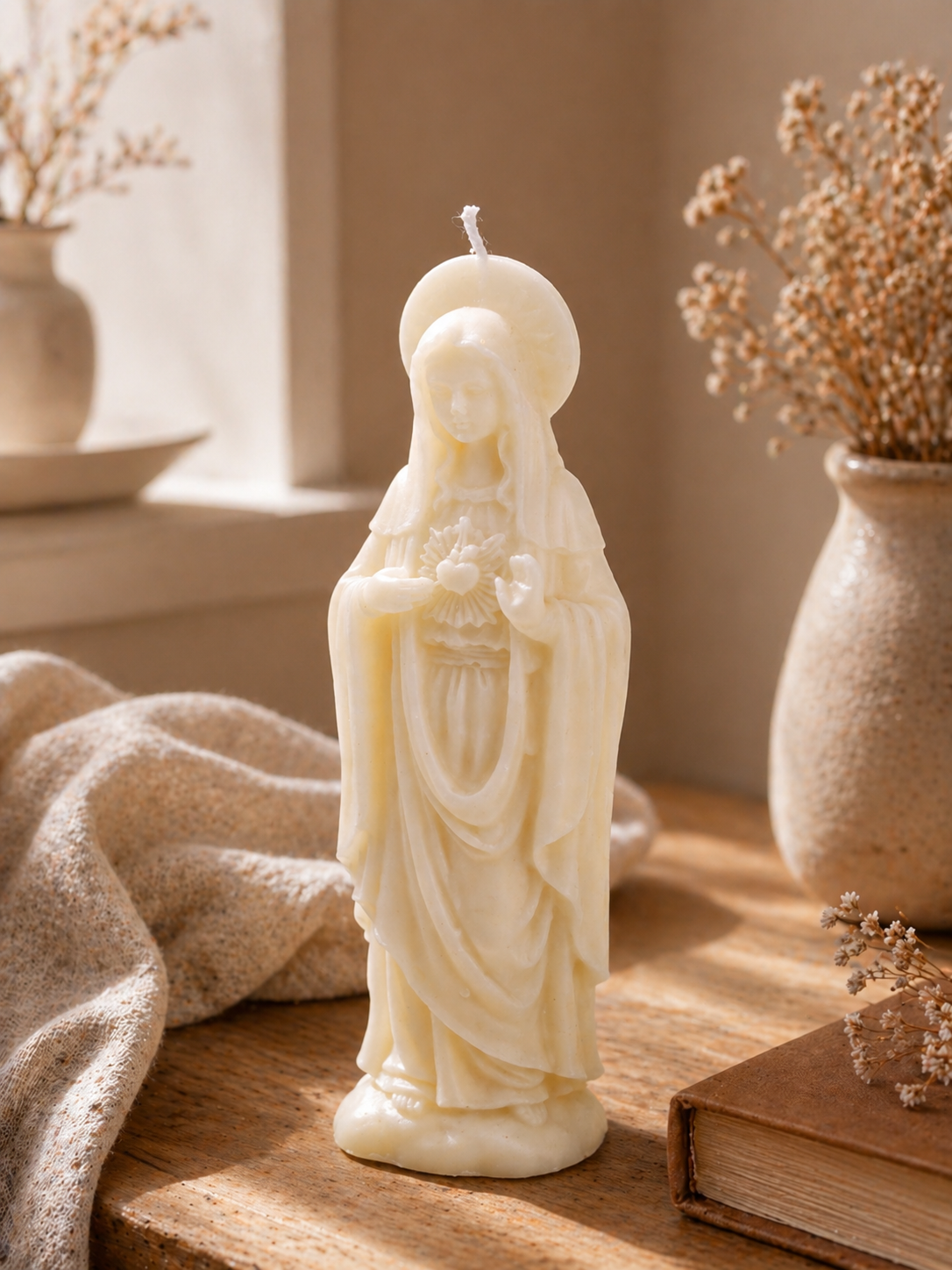 Vela Virgen Inmaculado Corazón de María Modelo B | Vela artesanal premium