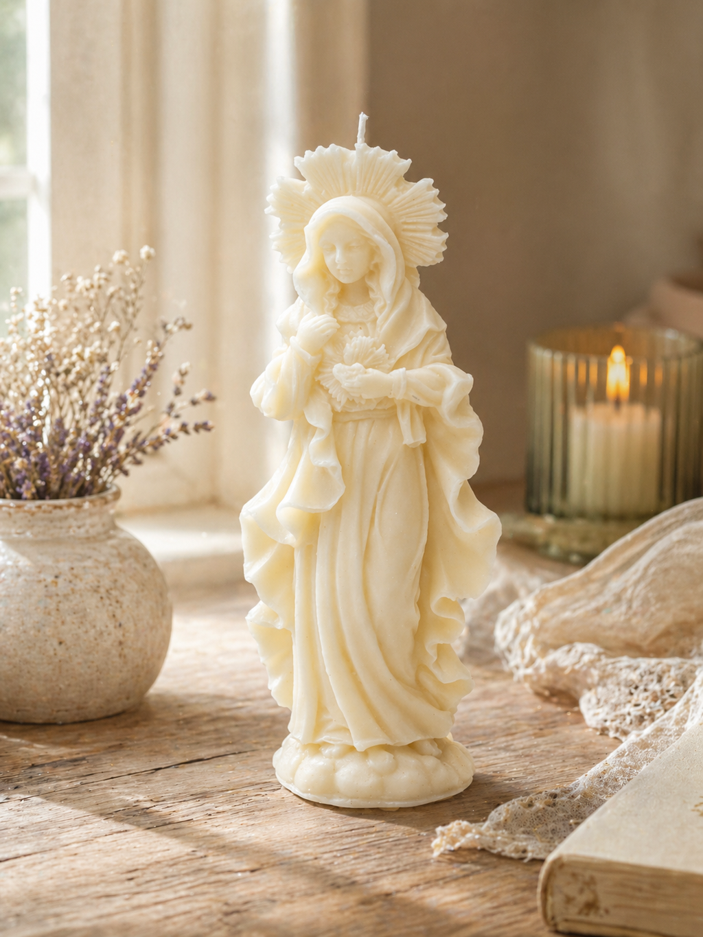 Vela Virgen Inmaculado Corazón de María Modelo A | Vela decorativa religiosa