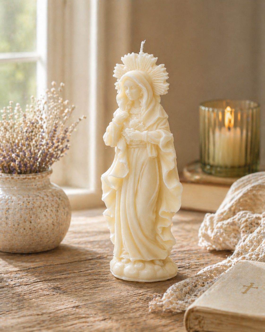 Vela Virgen Inmaculado Corazón de María Modelo A | Vela decorativa religiosa