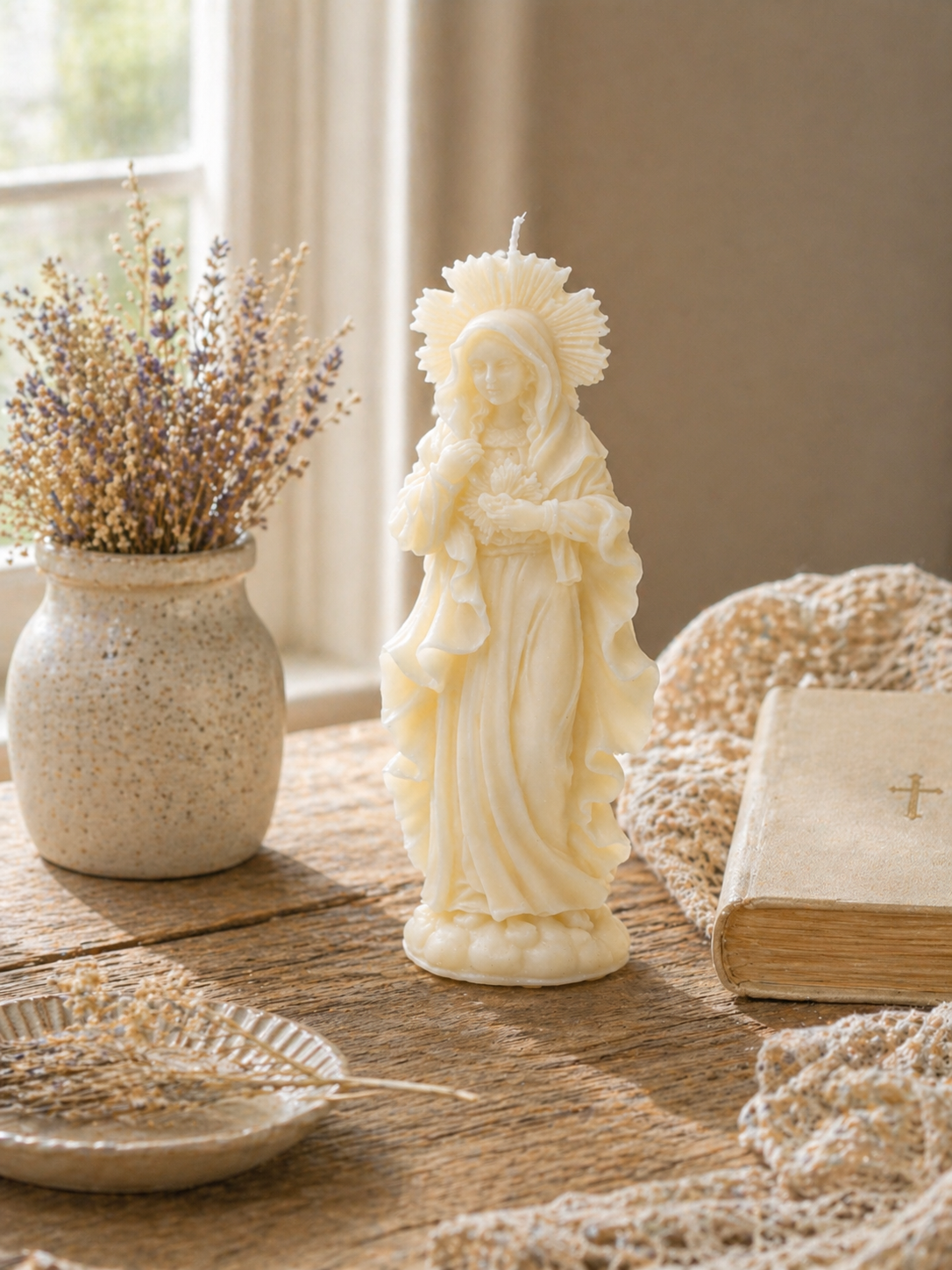 Vela Virgen Inmaculado Corazón de María Modelo A | Vela decorativa religiosa