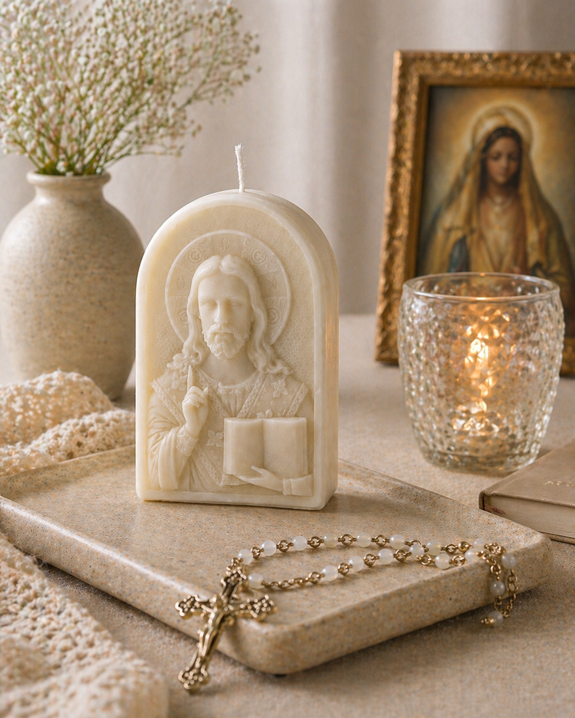 Vela Cristo Pantocrátor | Vela espiritual de soja