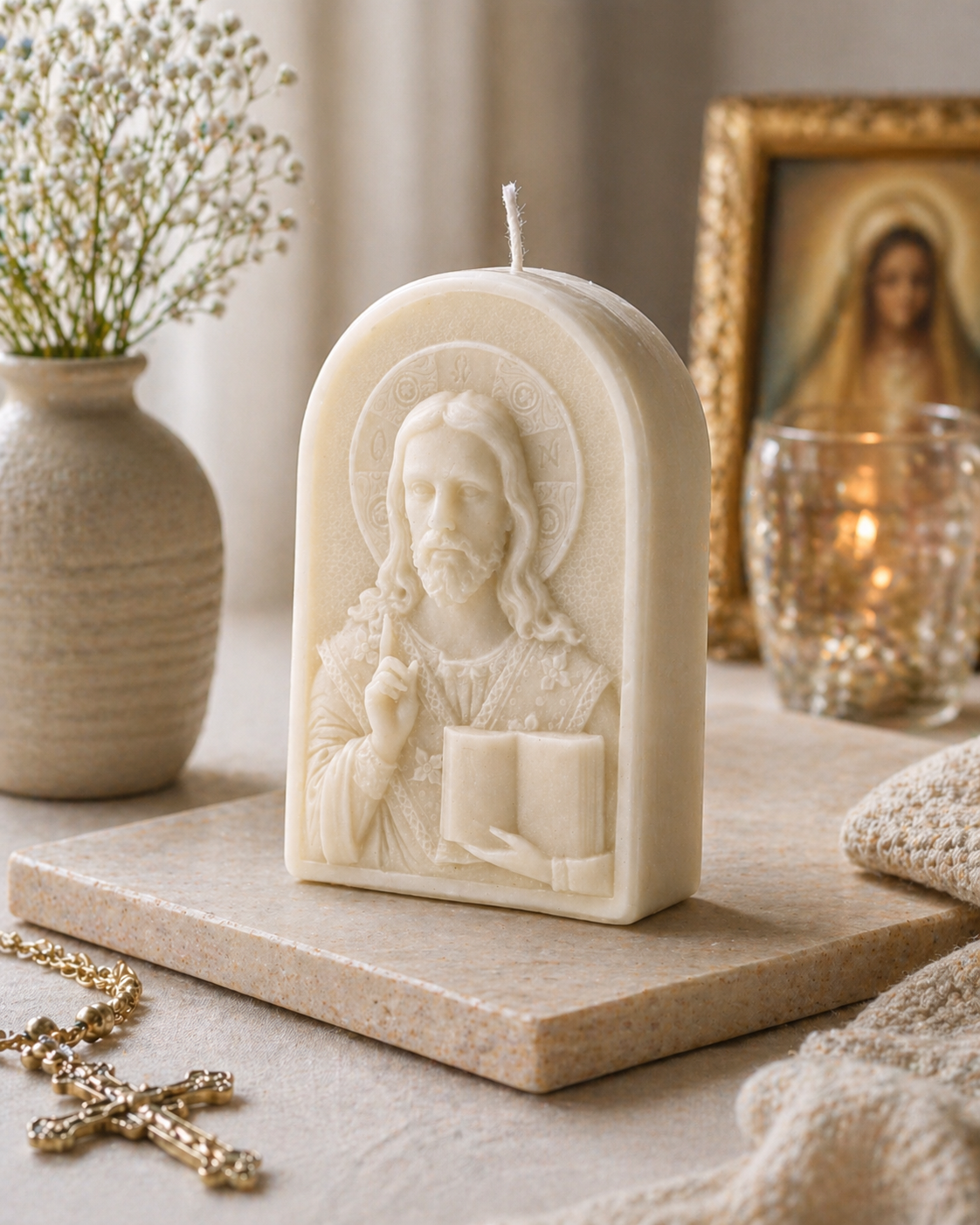 Vela Cristo Pantocrátor | Vela espiritual de soja