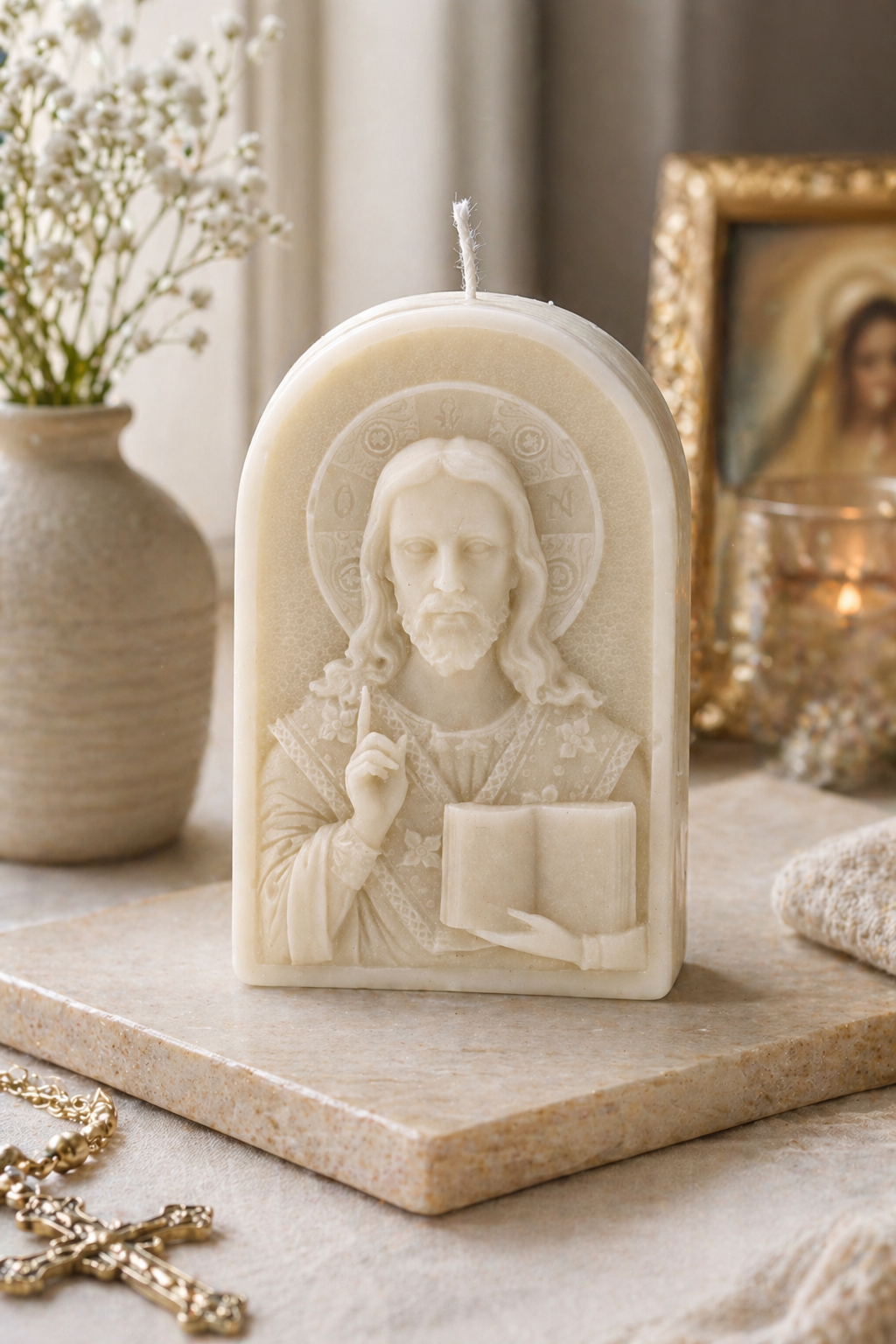 Vela Cristo Pantocrátor | Vela espiritual de soja