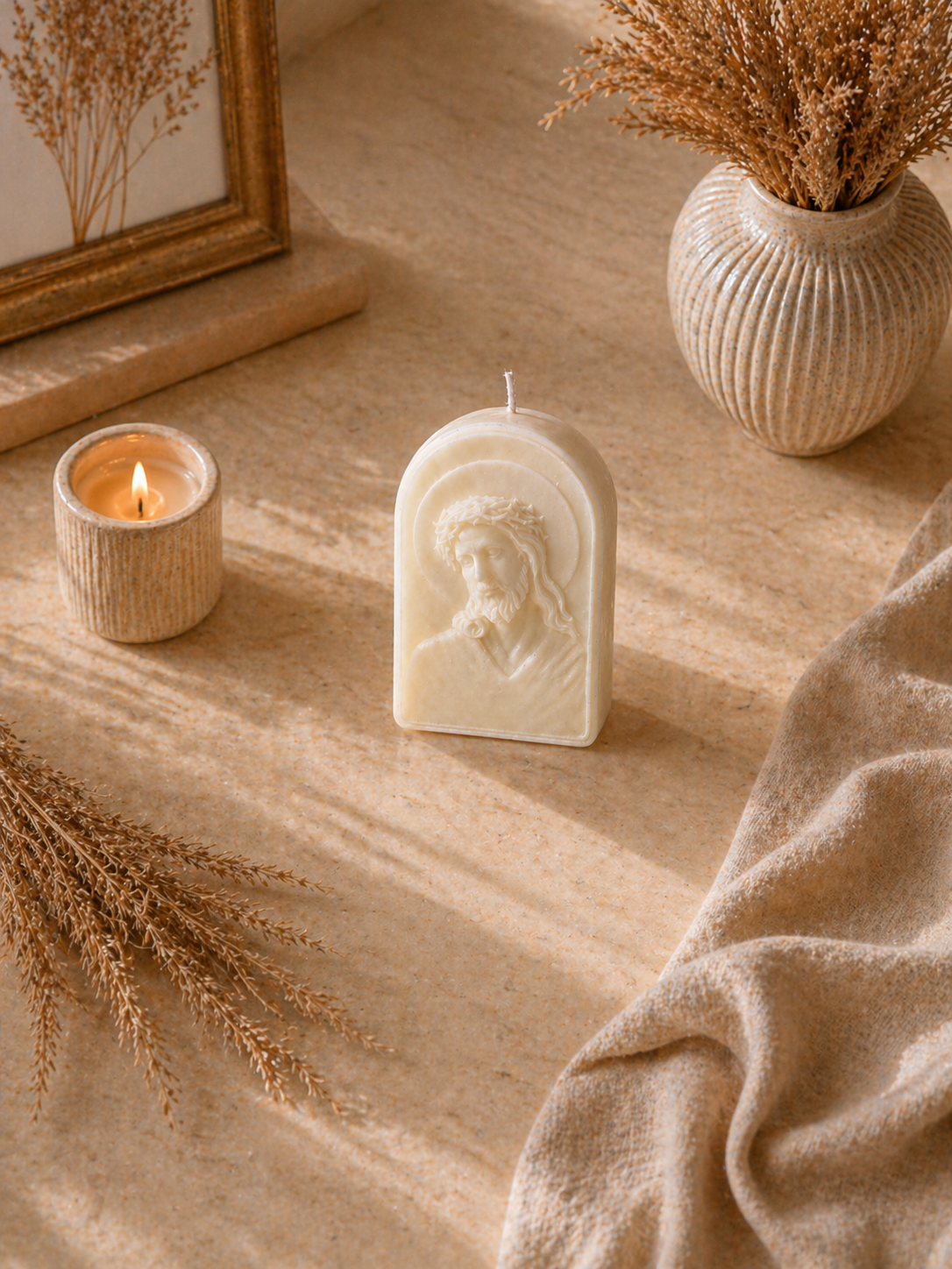 Vela Jesucristo Coronado de Espinas | Vela religiosa artesanal